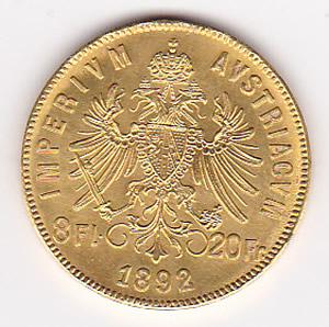 Austria gold 8 florin 20 francs 1892: Austria gold 8 florin 20 francs 1892 **|**|** Austria gold 8 florin 20 francs 1892 #1AC83890