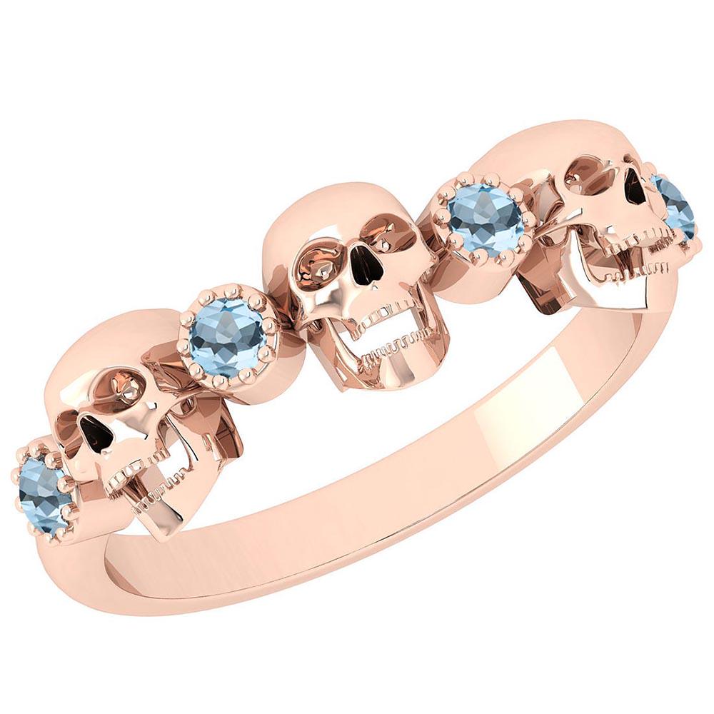 Certified 0.18 Ctw Blue Topaz Skull Style 14K Rose Gold: Certified 0.18 Ctw Blue Topaz Skull Style 14K Rose Gold Ring **|**|** Center Stone Approx Weight: 0.18 Ctw (4 Pcs Round) Center Stone Color: Blue Topaz Center Stone Setting: Prong Metal Approx Weight: