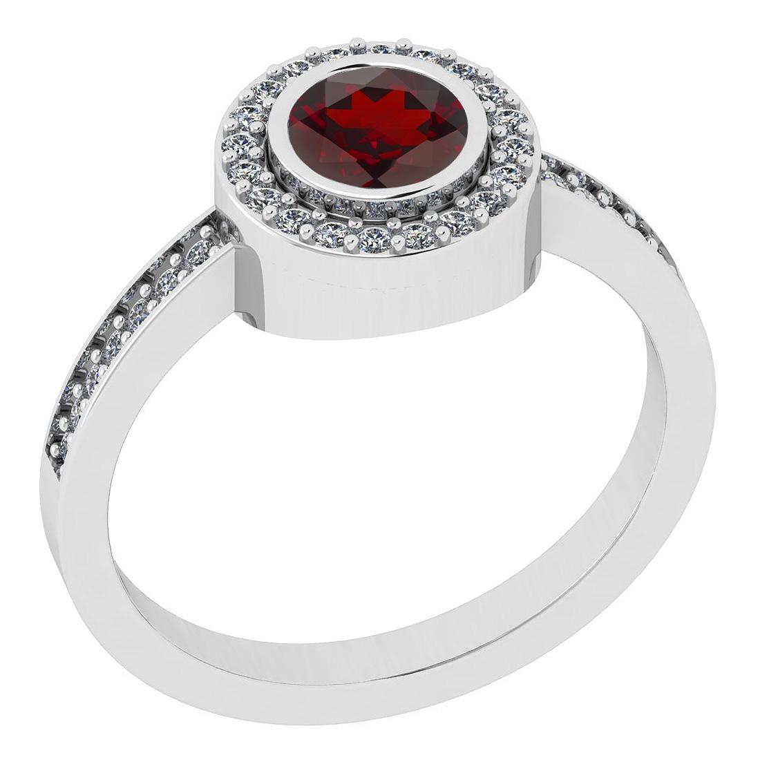 Certified 0.51 Ctw Garnet and Diamond I2/I3 14k White G: Certified 0.51 Ctw Garnet and Diamond I2/I3 14k White Gold Vintage Style Ring **|**|** Center Stone Approx Weight: 0.34 Ctw (1 pcs Round) Center Stone Color: Garnet Center Stone Setting: Prong Side St
