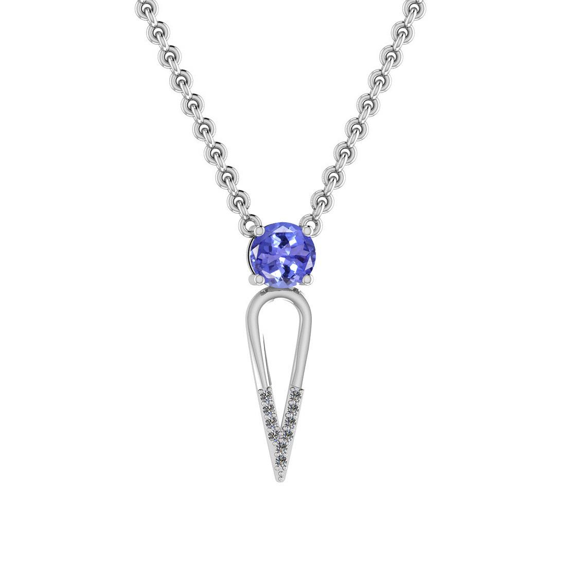 Certified 0.42 Ct Tanzanite and Diamond VS/SI1 14k Whit: Certified 0.42 Ct Tanzanite and Diamond VS/SI1 14k White Gold Pendant **|**|** Center Stone Approx Weight: 0.34 Ct (1 pcs Round Cut) Center Stone Color: Tanzanite Center Stone Setting: Prong Side Ston
