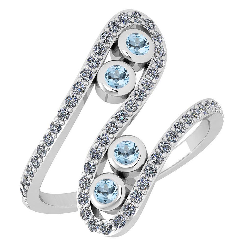 Certified 0.62 Ctw Blue Topaz And Diamond VS/SI1 Eterni: Certified 0.62 Ctw Blue Topaz And Diamond VS/SI1 Eternity Style 10K White Gold Ring **|**|** Center Stone Approx Weight: 0.18 Ctw (4 Pcs Round) Center Stone Color: Blue Topaz Center Stone Setting: Bez