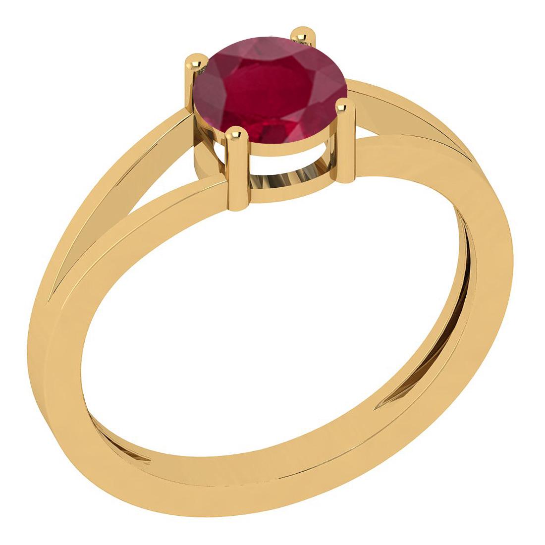 Certified 0.95 Ct Ruby 14K Yellow Gold Solitaire Ring: Certified 0.95 Ct Ruby 14K Yellow Gold Solitaire Ring **|**|** Center Stone Approx Weight: 0.95 Ct (1 pcs Round Cut) Center Stone Color: Ruby Center Stone Setting: Prong Metal Approx Weight: 2.10 Gram