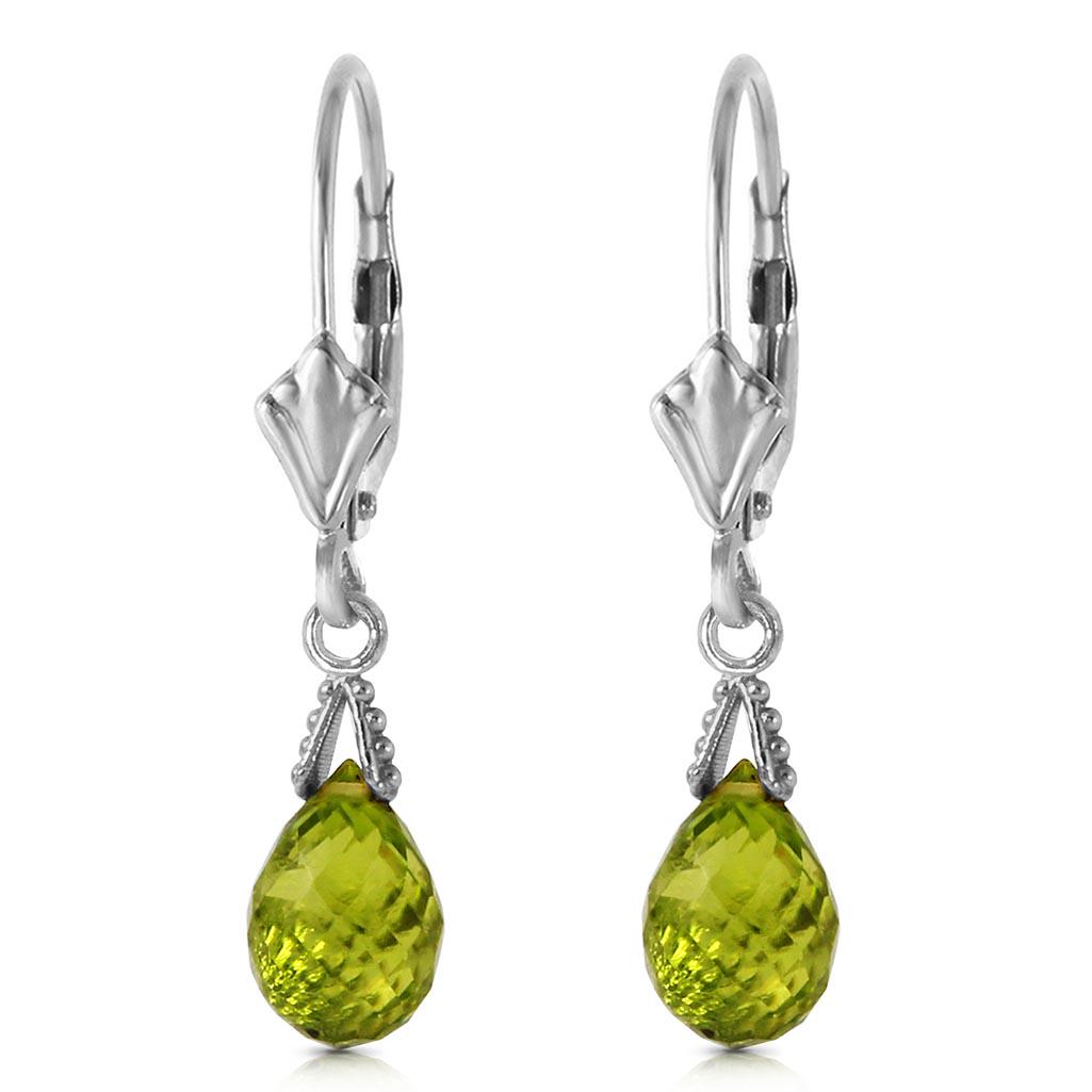 4.5 Carat 14K Solid White Gold Leverback Earrings Briol: 4.5 Carat 14K Solid White Gold Leverback Earrings Briolette Peridot **|**|** Peridot; Metal Color:White Gold; Condition: New With Tags; TWC: 4.5 ;Metal: 14 K. Solid white Gold ;Stone: Natural; Width: 