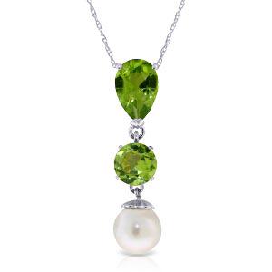 5.25 Carat 14K Solid White Gold Chat Blanc Peridot pear: 5.25 Carat 14K Solid White Gold Chat Blanc Peridot pearl Necklace **|**|** Peridot / Pearl; Metal Color:White Gold; Condition: New With Tags; TWC: 5.25 ;Metal: 14 K. Solid white Gold ;Stone: Natural; 
