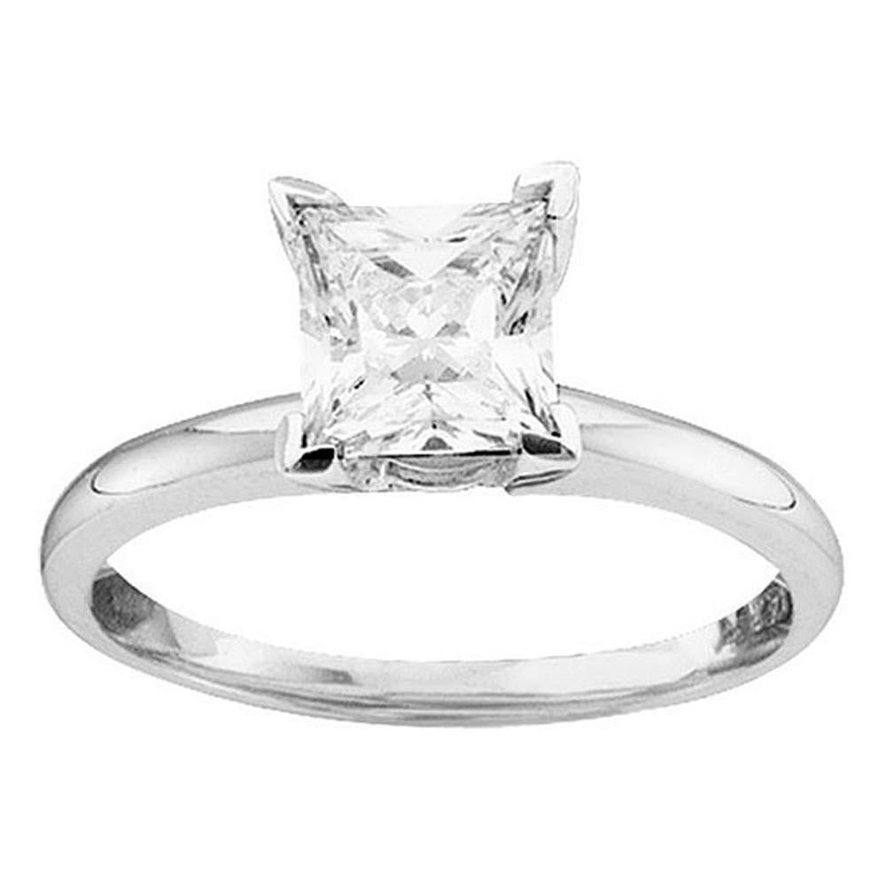 14kt White Gold Womens Princess Diamond Solitaire Brida: 14kt White Gold Womens Princess Diamond Solitaire Bridal Wedding Engagement Ring 7/8 Cttw **|**|** Metal Type: 14kt White Gold ; Item Number: 18103 ; Style: Solitaires ; Ring Size: Ring size selectabl