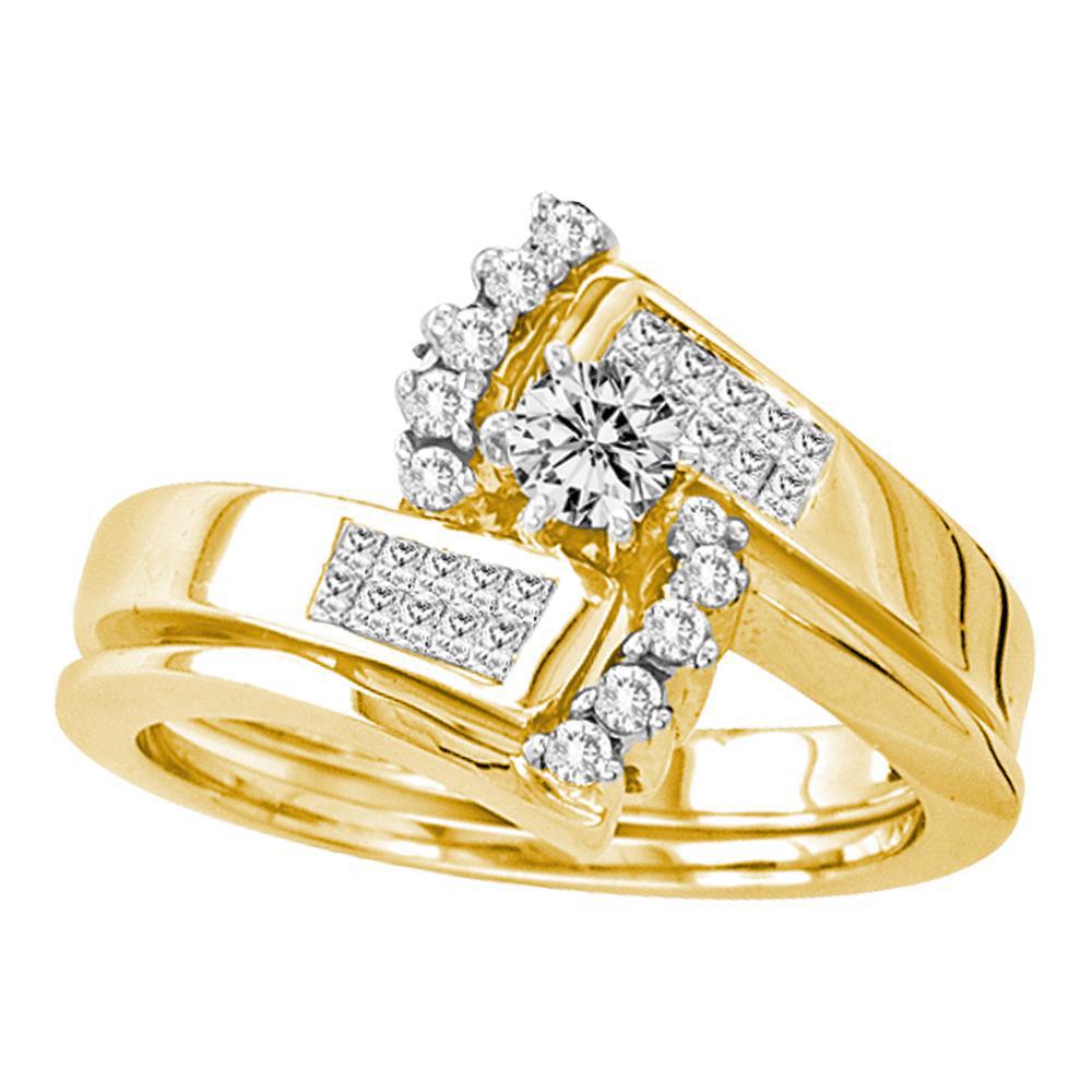 14kt Yellow Gold Round Diamond Bridal Wedding Ring Band: 14kt Yellow Gold Round Diamond Bridal Wedding Ring Band Set 1/2 Cttw **|**|** Metal Type: 14kt Yellow Gold ; Item Number: 10494 ; Style: Solitaires ; Ring Size: Ring size selectable ; Carats Total Wei