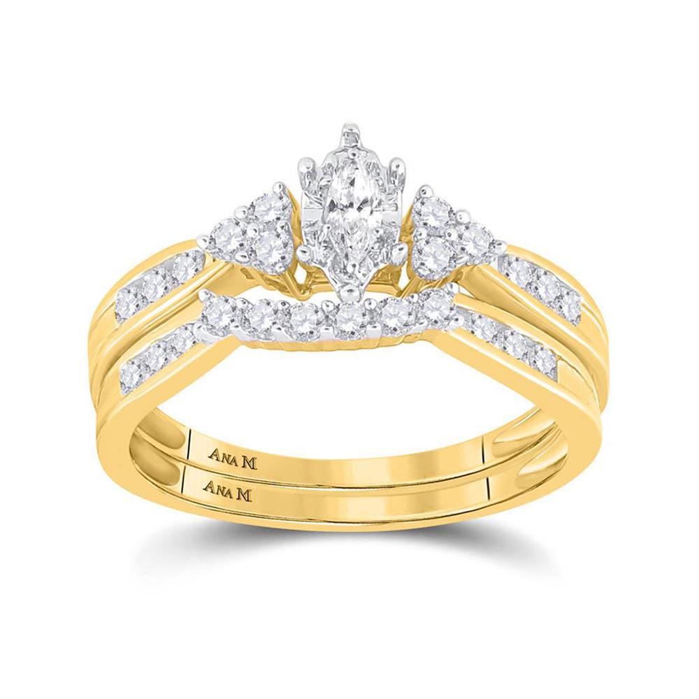 14kt Yellow Gold Marquise Diamond Bridal Wedding Ring B: 14kt Yellow Gold Marquise Diamond Bridal Wedding Ring Band Set 1/2 Cttw **|**|** Metal Type: 14kt Yellow Gold ; Item Number: 23077 ; Style: Solitaires ; Ring Size: Ring size selectable ; Carats Total