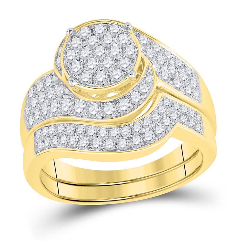 14kt Yellow Gold Round Diamond Cluster Bridal Wedding R: 14kt Yellow Gold Round Diamond Cluster Bridal Wedding Ring Band Set 1 Cttw **|**|** Metal Type: 14kt Yellow Gold ; Item Number: 47827 ; Style: Clusters ; Ring Size: 7 ; Carats Total Weight *: 1 Ct.t.w
