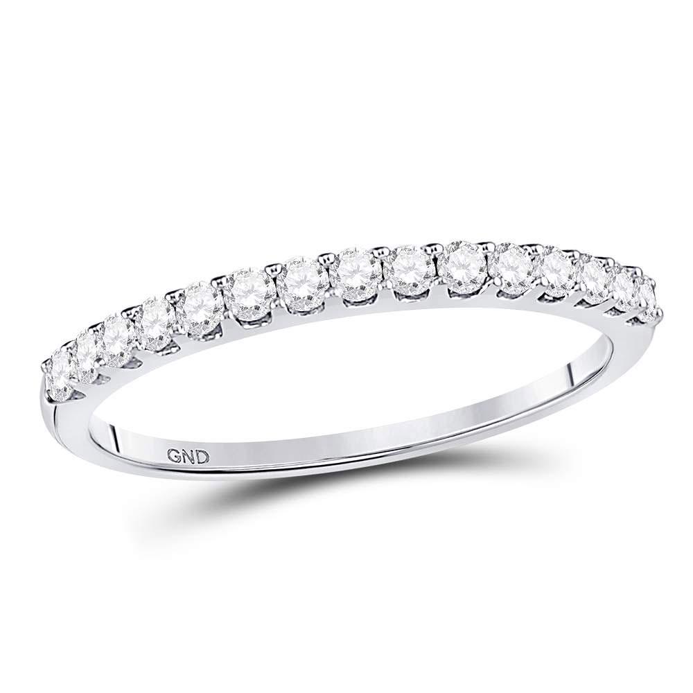 14kt White Gold Womens Round Pave-set Diamond Single Ro: 14kt White Gold Womens Round Pave-set Diamond Single Row Wedding Band 1/4 Cttw **|**|** Metal Type: 14kt White Gold ; Item Number: 92243 ; Style: Bands ; Ring Size: Ring size selectable ; Carats Total