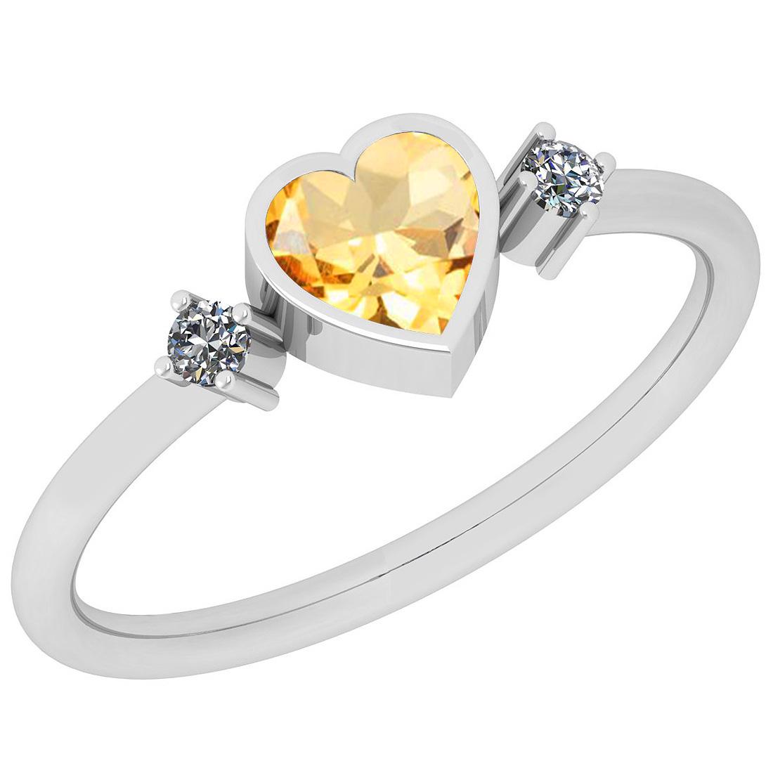Certified 0.61 Ctw Citrine and Diamond I2/I3 14K White: Certified 0.61 Ctw Citrine and Diamond I2/I3 14K White Gold Vintage Style Ring **|**|** Center Stone Approx Weight: 0.50 Ctw (1 pcs Heart) Center Stone Color: Citrine Center Stone Setting: Bezel Side 
