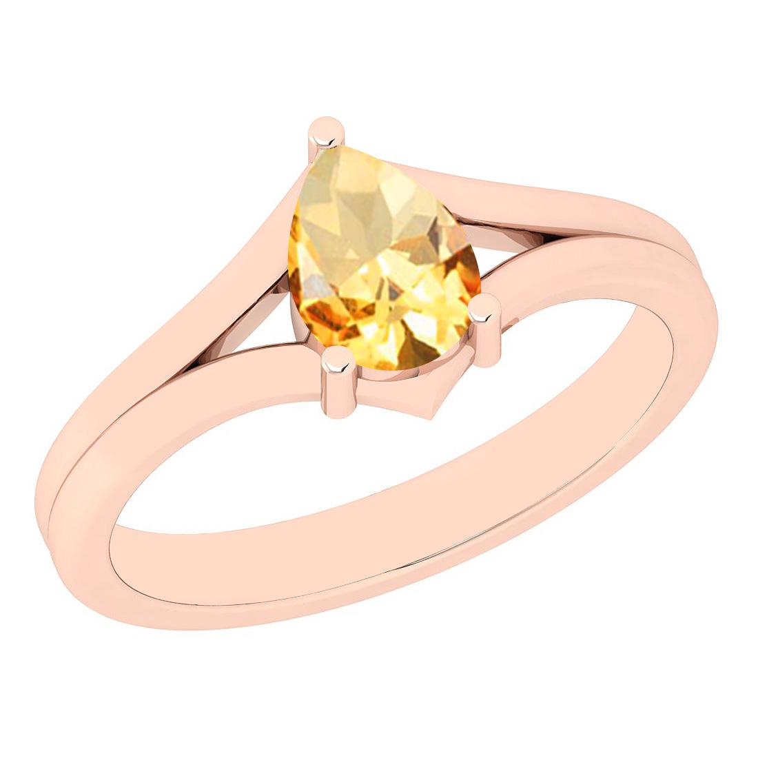 Certified 0.75 Ctw Citrine 14K Rose Gold Solitaire Ring: Certified 0.75 Ctw Citrine 14K Rose Gold Solitaire Ring **|**|** Center Stone Approx Weight: 0.75 Ctw (1 pcs Pear) Center Stone Color: Citrine Center Stone Setting: Prong Metal Approx Weight: 2.10 Gra