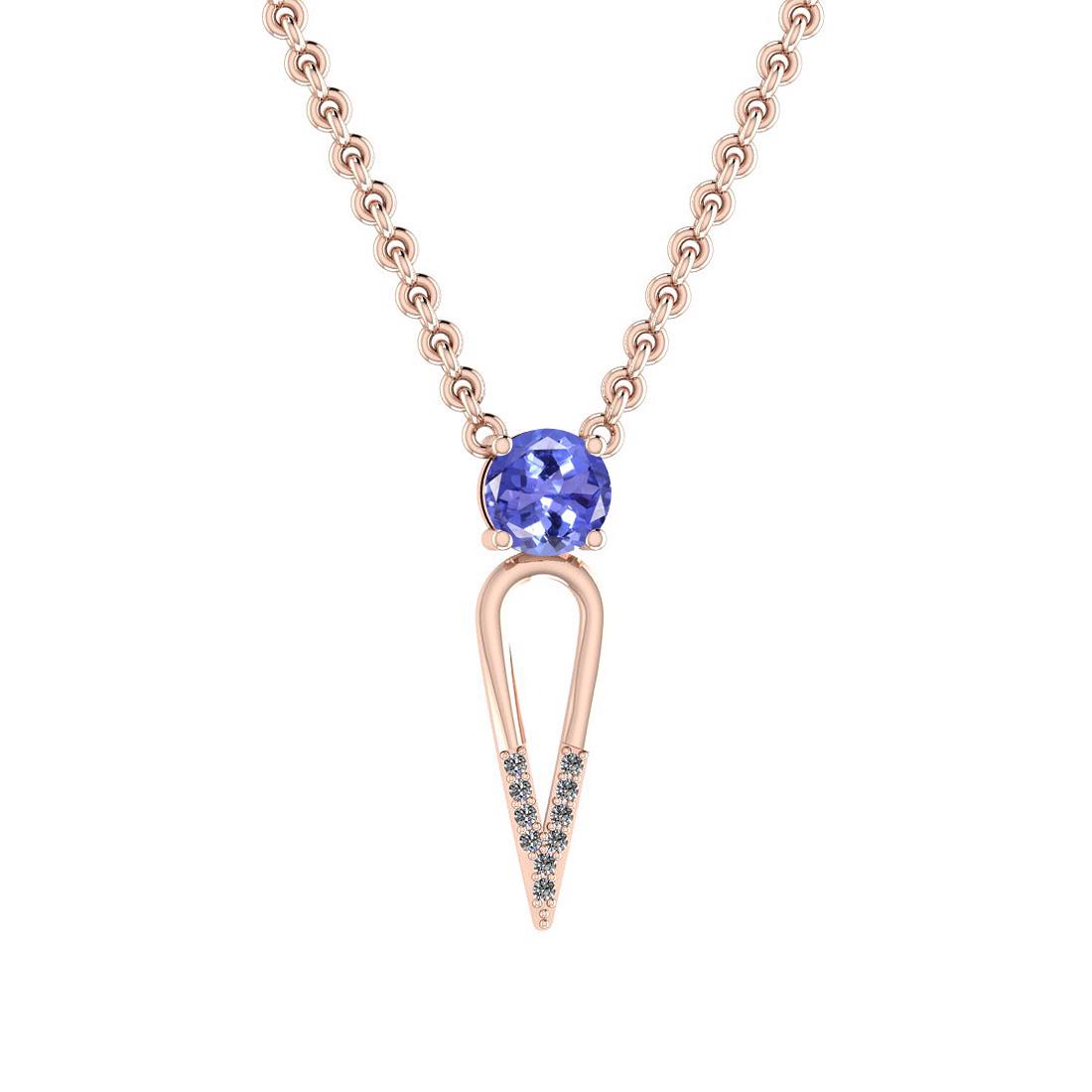 Certified 0.42 Ct Tanzanite and Diamond VS/SI1 14k Rose: Certified 0.42 Ct Tanzanite and Diamond VS/SI1 14k Rose Gold Pendant -- Center Stone Approx Weight: 0.34 Ct (1 pcs Round Cut) Center Stone Color: Tanzanite Center Stone Setting: Prong Side Stone Appro