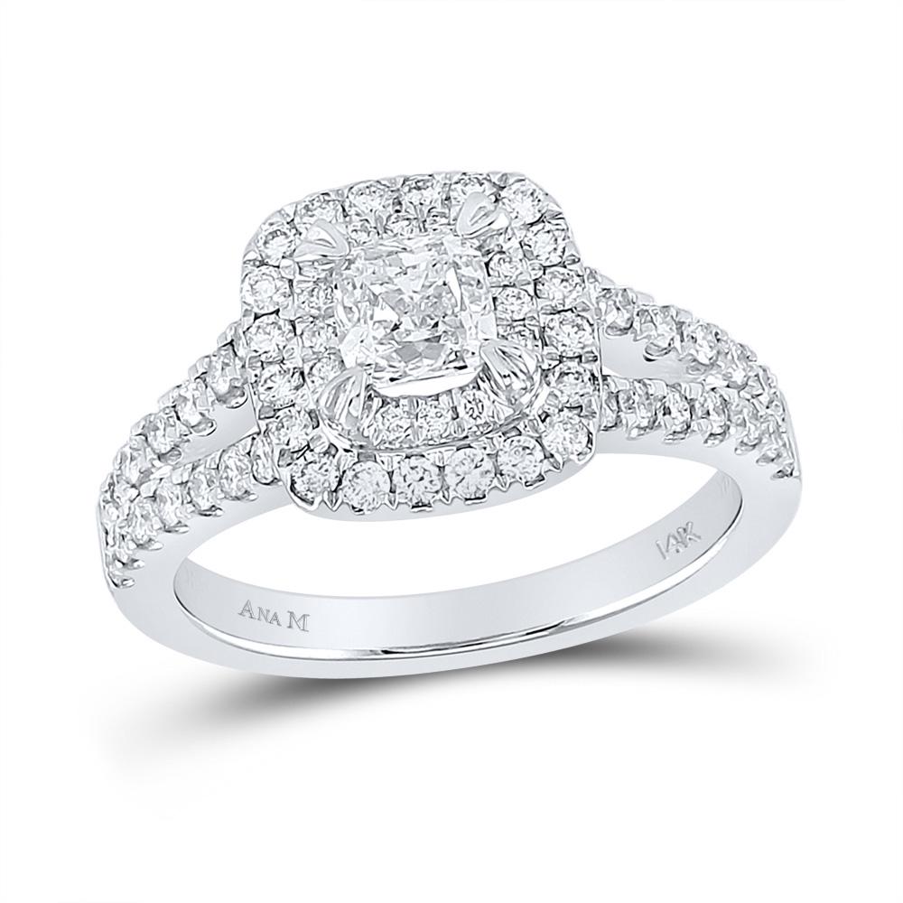 14kt White Gold Cushion Diamond Bridal Wedding Ring Ban: 14kt White Gold Cushion Diamond Bridal Wedding Ring Band Set 1 Cttw -- Metal Type: 14kt White Gold ; Item Number: 109932 ; Style: Solitaires ; Ring Size: Ring size selectable ; Carats Total Weight *: