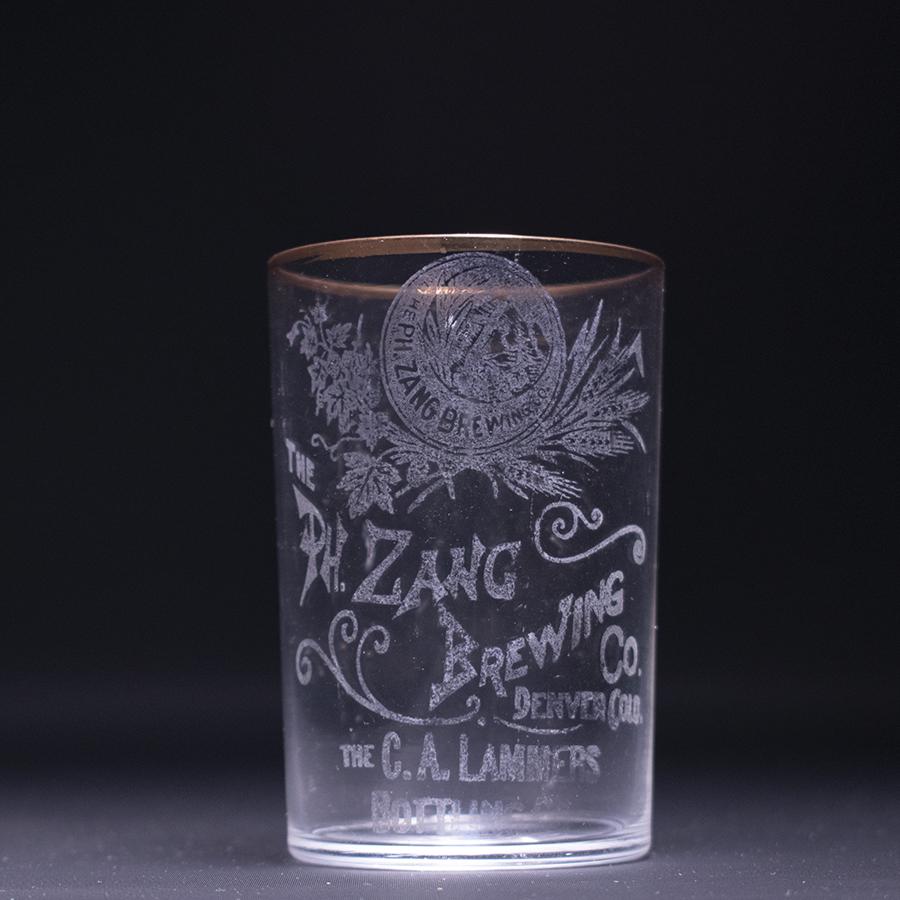 Ph Zang Brewing Pre-Prohibition Etched Drinking Glass: Reference: Brewery: Ph. Zang Brewing Co., Denver, CO Manufacturer/Plant: