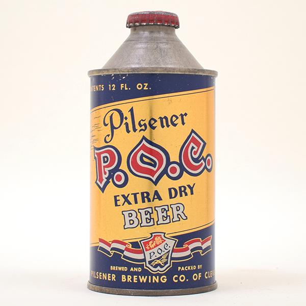 P.O.C. Pilsener Beer Cone Top 179-17: Reference: USBC 179-17 Brewery: Pilsener Brewing Co., Cleveland, Ohio Manufacturer/Plant: