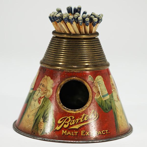 Bartels Beer Porter Tin Litho Cigar Holder Matchstrike: Reference: n/a Brewery: Bartels Brewing Co. Kingston Station Wilkes-Barre, Pennsylvania Manufactur