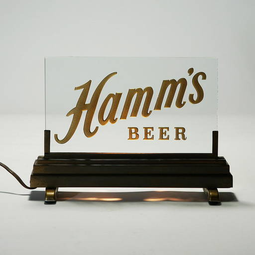 Hamms Beer Etched Glass Illuminated Sign