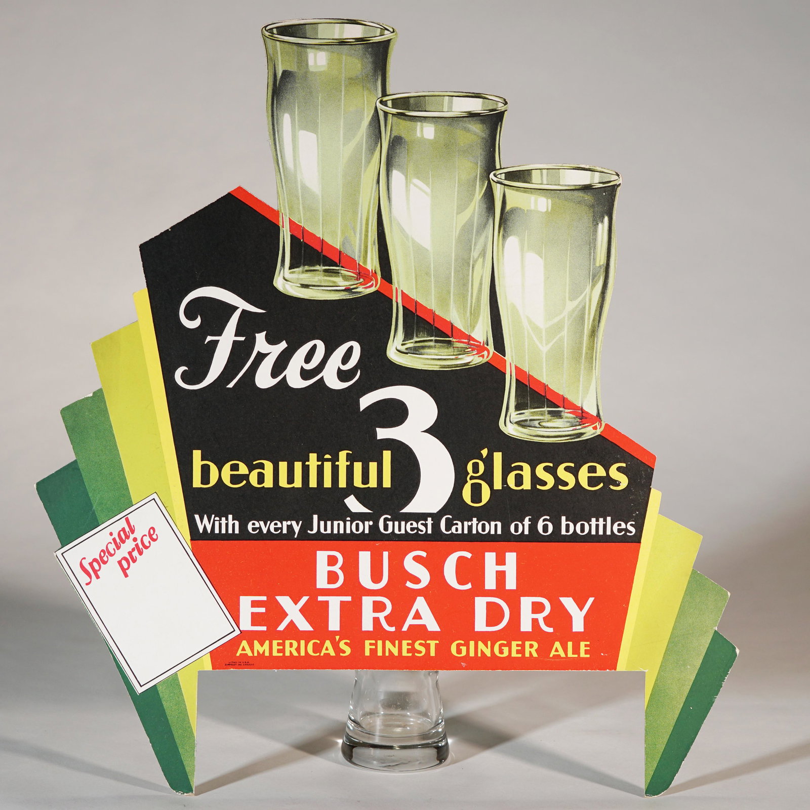 Busch Ginger Ale Free Glasses Point of Purchase Deicut (1 of 2)