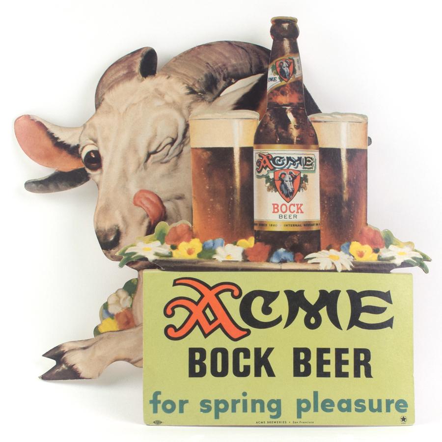 Acme Bock 1940s 3-D Die Cut 2-Piece Cardboard Sign (1 of 3)