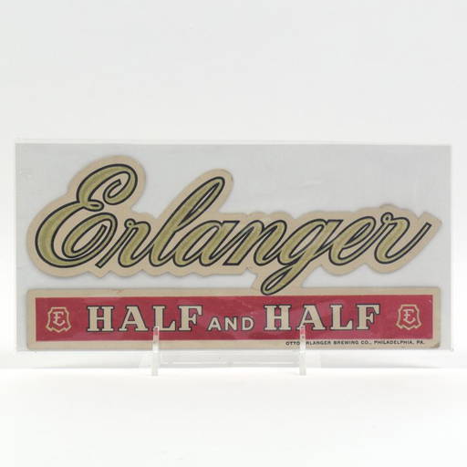 Erlanger Half And Half 1930s Die Cut Cardboard Sign