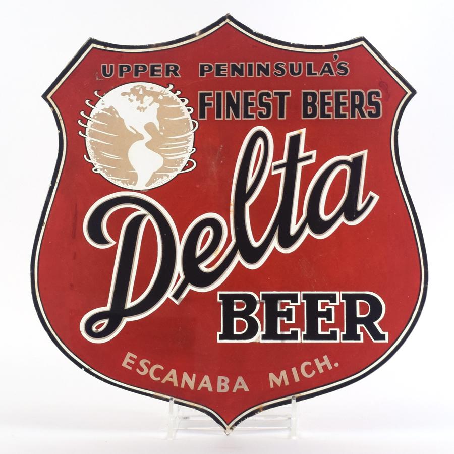 Delta Beer 1930s Rog Sign Escanaba Upper Peninsula Mi Scarce Auction