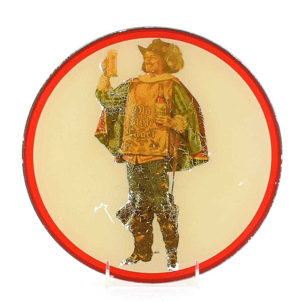 Old Style Lager 1930s Reverse Painted Glass Sign (1 of 2)