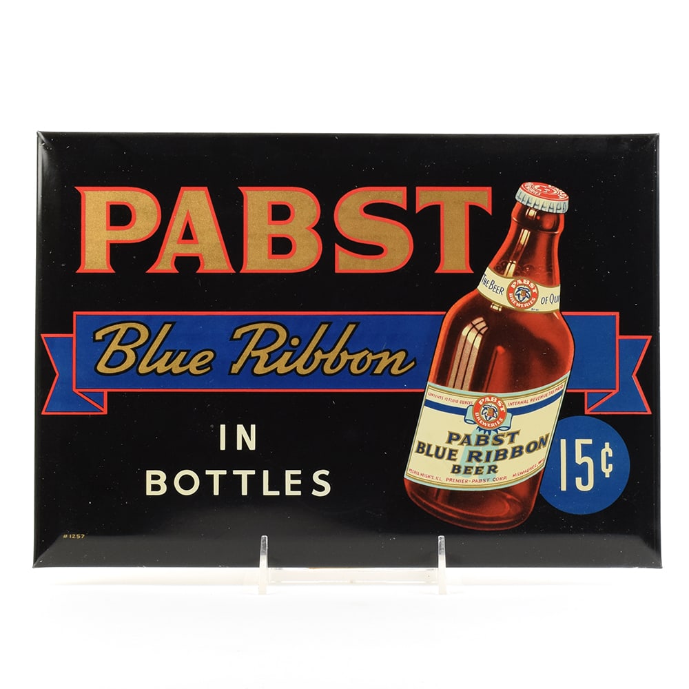 Pabst Blue Ribbon 1930s Tin Over Cardboard Sign BEAUTY (1 of 2)
