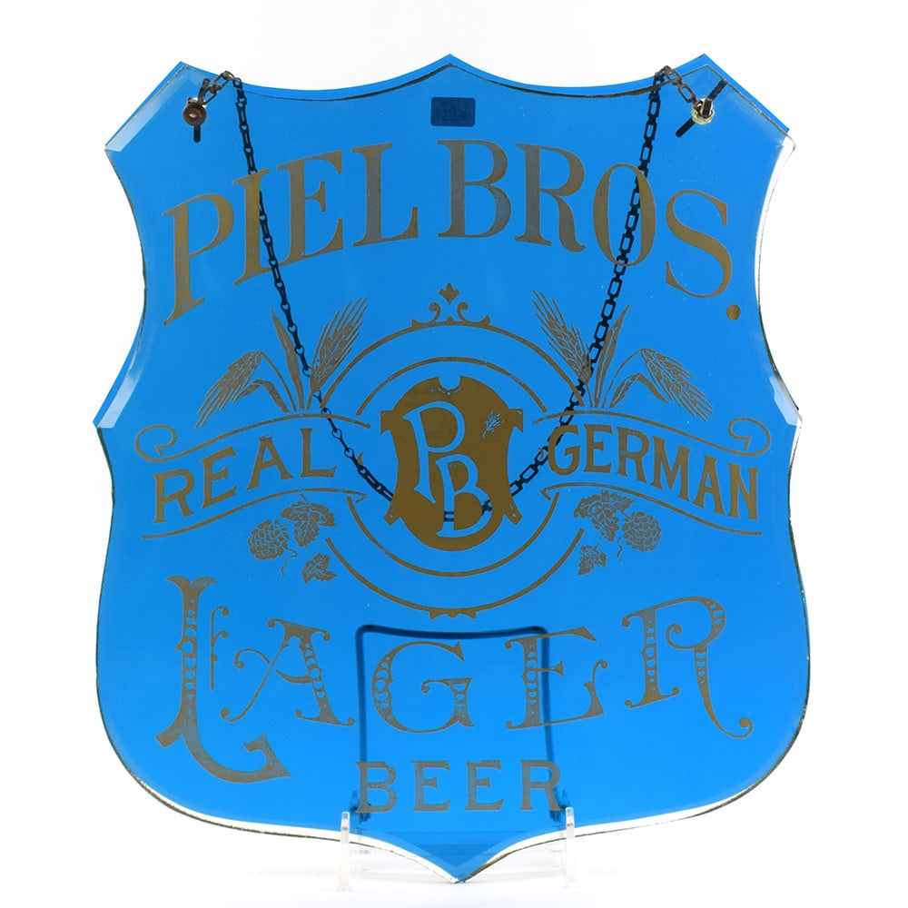 Piel Bros Lager Pre-Prohibition 2-Piece Reverse Painted Glass Sign (1 of 5)