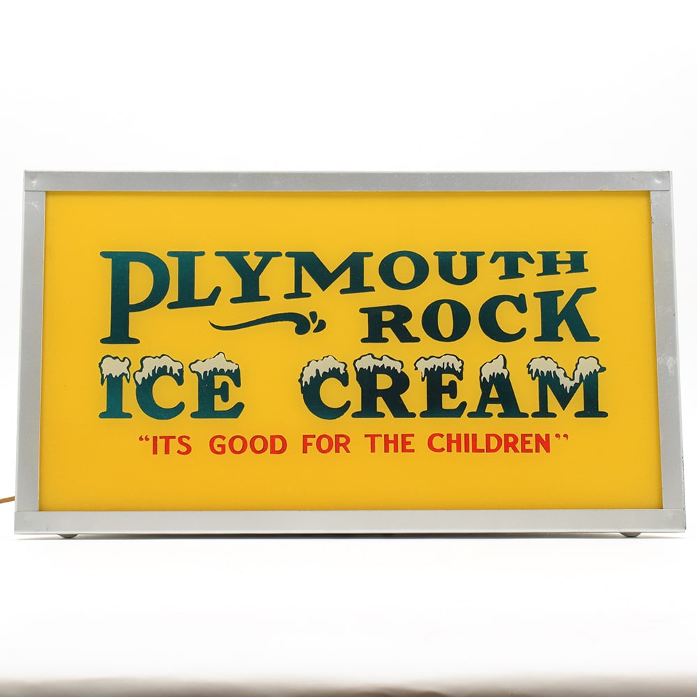 Plymouth Rock Ice Cream 1930s Lighted Sign With Original Box NOS (1 of 12)