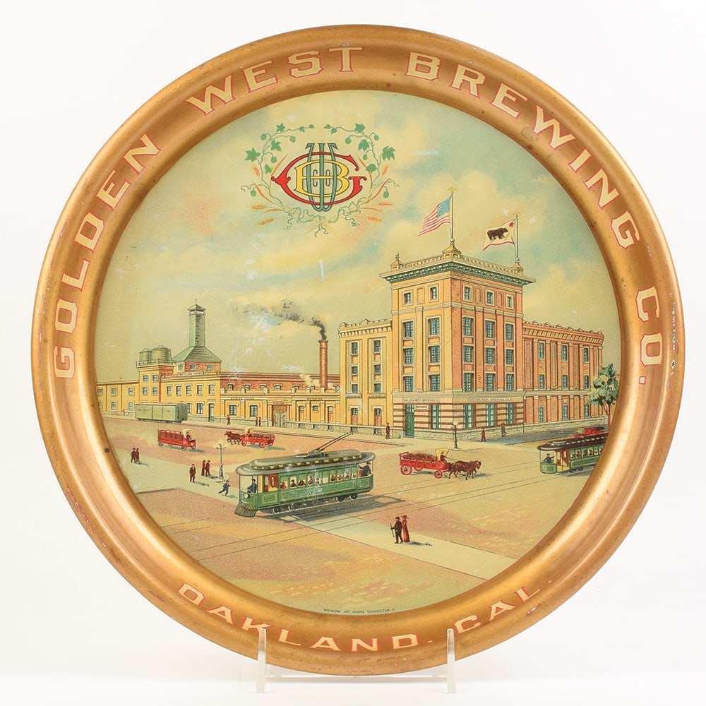 Golden West Brewing Co Pre-Prohibition Factory Scene Serving Tray (1 of 2)