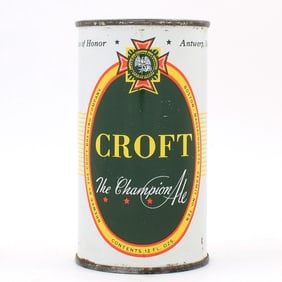 Croft Ale Flat Top ENAMEL YELLOW RARE 52-31