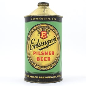 Erlangers Beer Quart Cone Top ULTRA RARE VERY SHARP ACTUAL 208-6