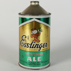 Esslingers Little Man Ale Quart Cone Top RARE 208-12