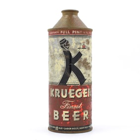 Krueger Beer 16 Ounce Cone Top REG PAT OFF TEXT RARE 231-21
