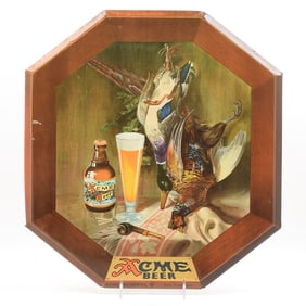 Acme Beer 1930s Tin Over Cardboard Sign