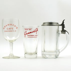 Grammers Cafe Cincinnati Glassware Lot of 3 Pieces