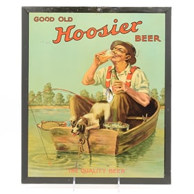 Hoosier Beer 1930s Tin Over Cardboard Sign IMPRESSIVE