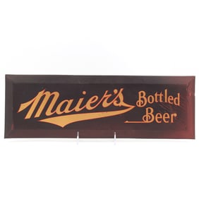 Maiers Beer Pre-Prohibition Tin Over Cardboard Sign