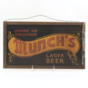 Munchs Beer 1930s Cardboard Insert Glass Sign