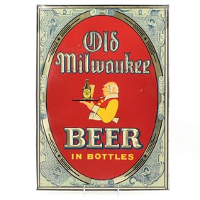 Old Milwaukee Beer 1930s Tin Over Cardboard Sign