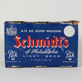Schmids 6 Pack Silver Noggin Flat Tops and Carton