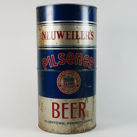 Neuweilers Pilsner Beer LARGE Instructional Flat Top Can Display RARE