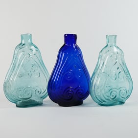 3 Broken Pontil Flasks