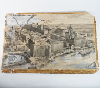 Ballantines Brewery Pre-prohibition Watercolor Factory Scene UNIQUE?