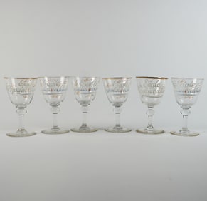 Eagle Popular Cocktail Enameld Preproh Whiskey Glasses Lot of 6