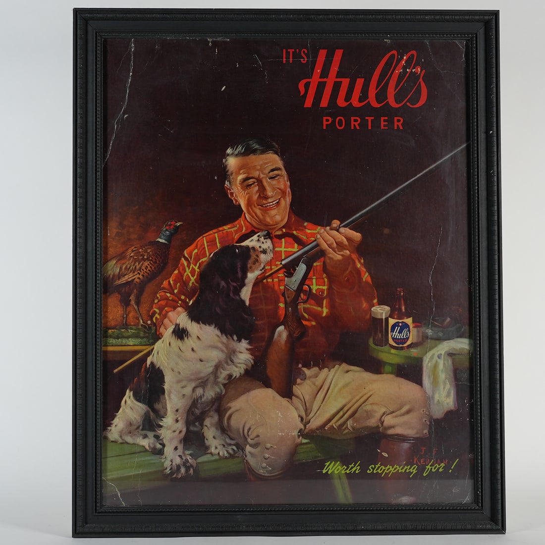 Hulls Porter Hunting Scene Spaniel Dog Pheasant Shotgun Litho (1 of 9)