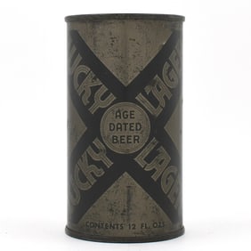 Lucky Lager Beer Olive Drab Flat Top WITHDRAWN FREE EXCELLENT 93-13