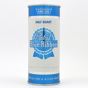 Pabst Blue Ribbon 16 Ounce Flat Top MILWAUKEE NO KEGLINED LOGO NEAR MINT 233-26