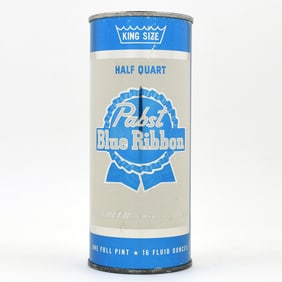 Pabst Blue Ribbon 16 Ounce Flat Top MILWAUKEE OVAL KEGLINED NEAR MINT 233-26