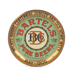 Bartels Beers WILKES-BARRE CENTENNIAL Pre-Prohibition Tip Tray RARE